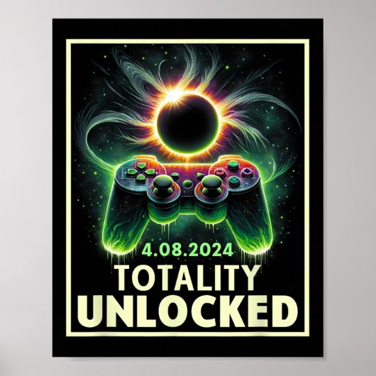 Totaal Solar Eclipse 2024 Video Game Controller Bo Poster (Voorkant)