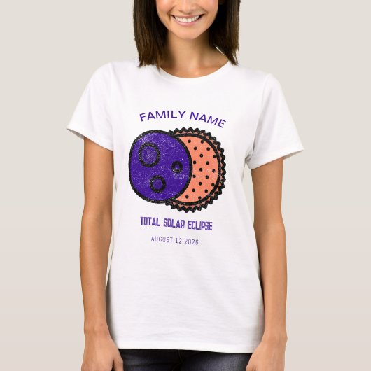 Totaal Solar Eclipse 2026 Aangepast T-shirt (Voorkant)