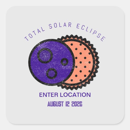 Totaal Solar Eclipse 2026 Aangepast Vierkante Sticker (Voorkant)