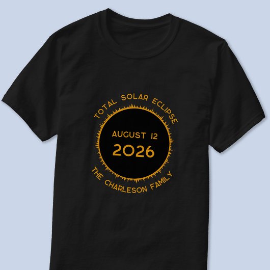 Totaal Solar Eclipse 2026 gepersonaliseerd T-shirt