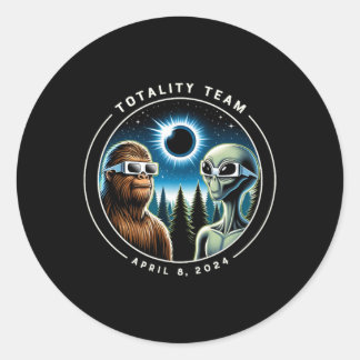 Totaal Solar Eclipse Fun Bigfoot Alien Totality Te Ronde Sticker