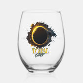Totaal Solar Eclipse Gift 2024 Uw Stad Staat Wijnglas Zonder Voet (Voorkant)
