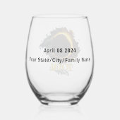 Totaal Solar Eclipse Gift 2024 Uw Stad Staat Wijnglas Zonder Voet (Achterkant)