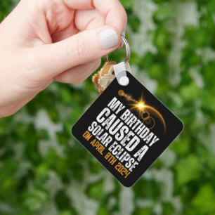 Totaal Solar Eclipse Grappige Verjaardag 4-8-2024 Sleutelhanger