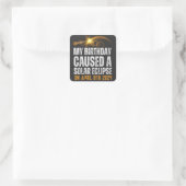 Totaal Solar Eclipse Grappige Verjaardag 4-8-2024  Vierkante Sticker (Tas)
