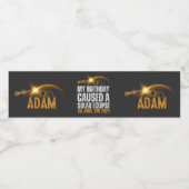 Totaal Solar Eclipse Grappige Verjaardag 4-8-2024  Waterfles Etiket (Enkel label)