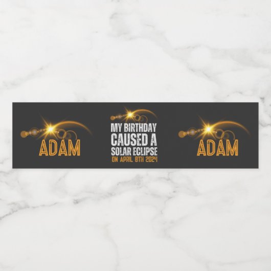 Totaal Solar Eclipse Grappige Verjaardag 4-8-2024  Waterfles Etiket (Enkel label)