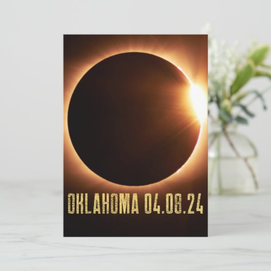 Totaal Solar Eclipse Oklahoma 2024 gepersonaliseer Kaart (Staand voorkant)