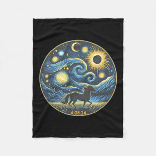 Totaal Solar Eclipse Paard Liefhebber April 8 2024 Fleece Deken
