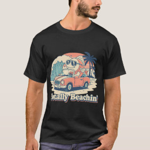 Totaal strand retro vintage grappige vis cartoo t-shirt