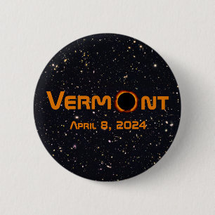 Totaal Vermont 2024 Zonsverduistering Ronde Button 5,7 Cm
