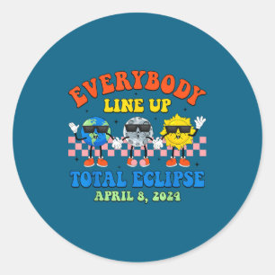 Totaal Zonne-eclipse Aarde Maan Zon Ronde Sticker