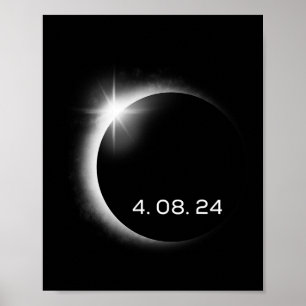 Totaal Zonneclipse lente van 8 april 2024 Amerika Poster