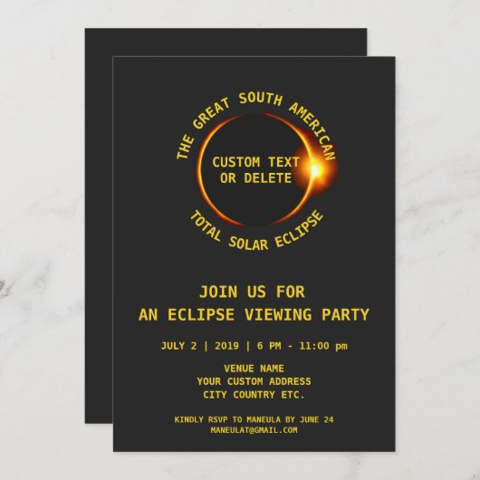 Totaal Zonneclipse Partij 7.2.2019 Zuid-Amerika Kaart (Voorkant / Achterkant)