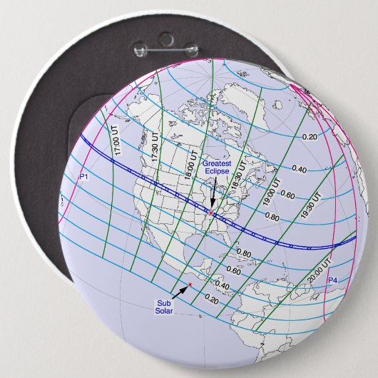 Totaal zonnecrisis 2017 Wereldwijde route Ronde Button 6,0 Cm (Voorkant /achterkant)