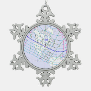Totaal zonnecrisis 2017 Wereldwijde route Tin Sneeuwvlok Ornament