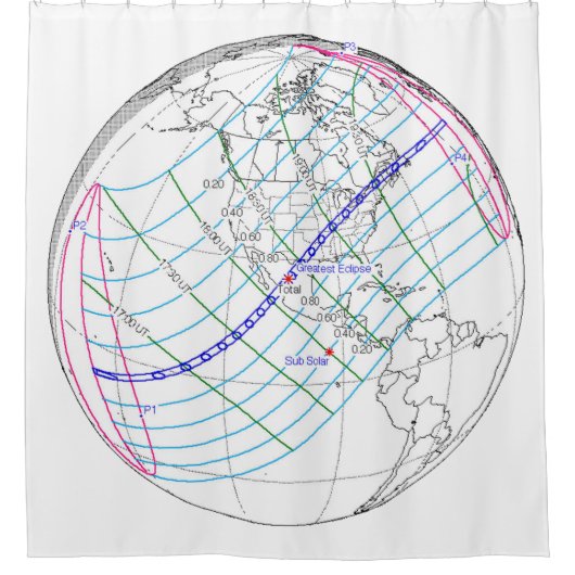 Totaal zonnescherm 2024 Wereldwijde Weg Douchegordijn (Voorkant)