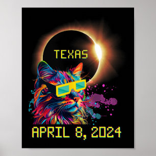 Totaal Zonneverduistering Cat 8 april 2024 Texa Poster
