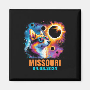 Totaal Zonsverduistering 2024 Missouri Corgi D Magneet