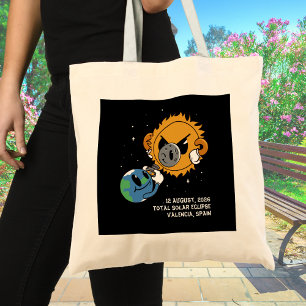 Totaal Zonsverduistering 2026 Spanje Photobomb Tote Bag