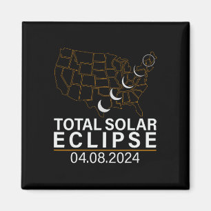Totaal Zonsverduistering April 8 2024 Amerika Kaar Magneet
