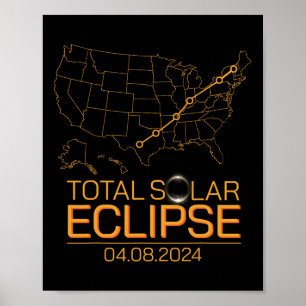 Totaal Zonsverduistering April 8 2024 Verenigde St Poster
