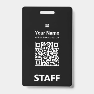 Totaal zwarte Employee Qr Code, Bar Code, Logo, Na Badge