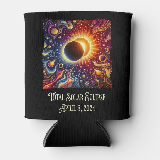 Total Eclipse 2024 Retro Groovy 60's 70's vibe Blikjeskoeler (Voorkant)