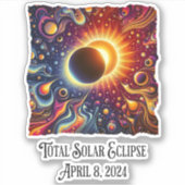 Total Eclipse 2024 Retro Groovy 60's 70's vibe Sticker (Voorkant)