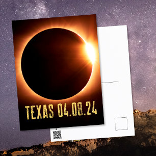 Total Eclipse Texas 2024 totale zonsverduistering Briefkaart