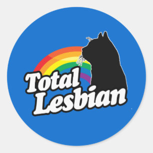 TOTAL LESBIAN CAT -.png Ronde Sticker