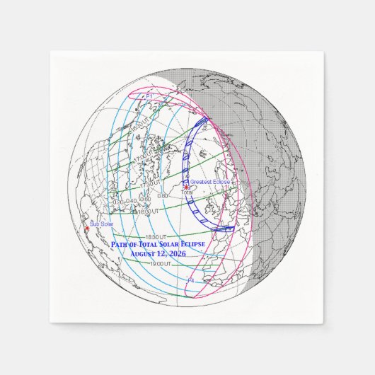 Total Solar Eclipse 2026 Map Servet (Voorkant)