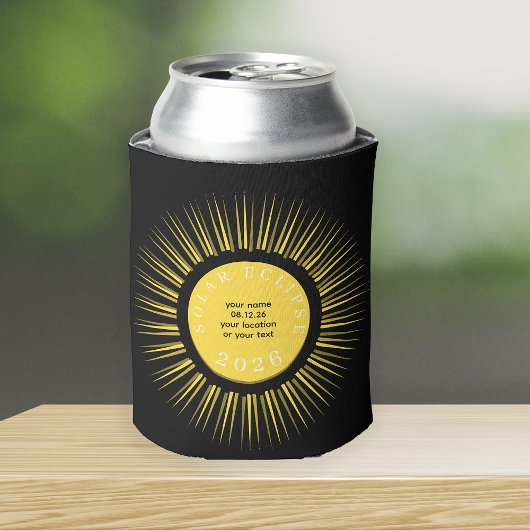 Total solar eclipse 2026 your text personalized blikjeskoeler