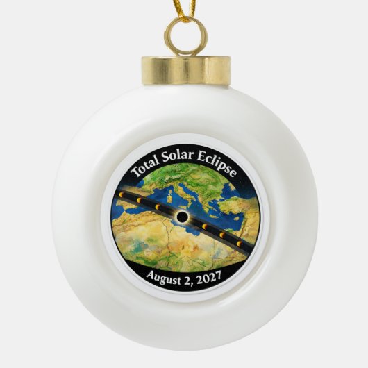 Total Solar Eclipse 2027 Map Keramische Bal Ornament (Voorkant)