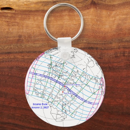 Total Solar Eclipse 2027 Map Sleutelhanger (Achterkant)