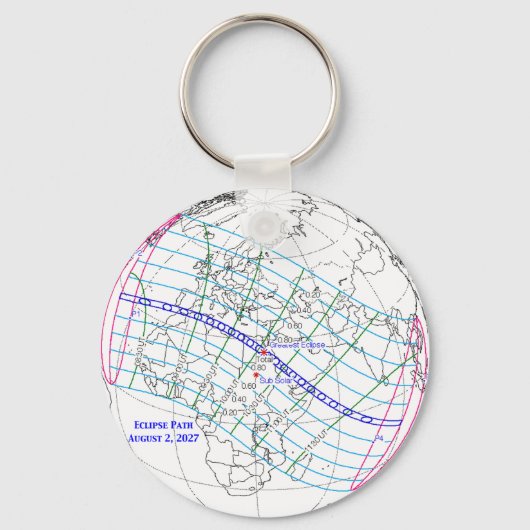 Total Solar Eclipse 2027 Map Sleutelhanger (Achterkant)