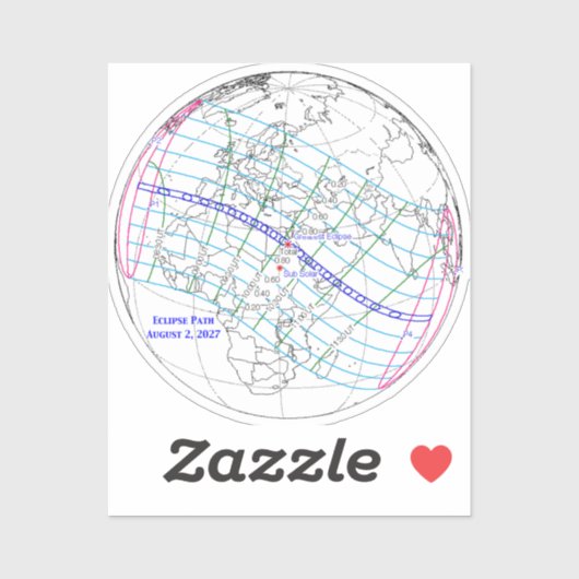 Total Solar Eclipse 2027 Map Sticker (Vel)