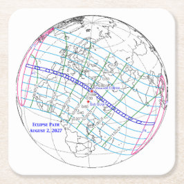 Total Solar Eclipse 2027 Map Vierkante Kartonnen Onderzetter