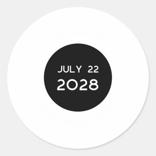 Total Solar Eclipse 2028 New Zealand _1  Ronde Sticker (Voorkant)