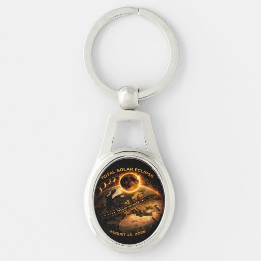 Total Solar Eclipse August 12 2026 Path of Totalit Sleutelhanger (Voorkant)