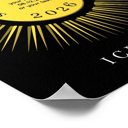 Total solar eclipse August 2026 text personalized Poster (Hoek)