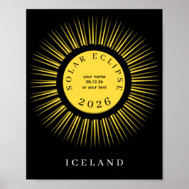 Total solar eclipse August 2026 text personalized Poster