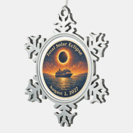 Total Solar Eclipse August 2 2027 cruise ship  Tin Sneeuwvlok Ornament