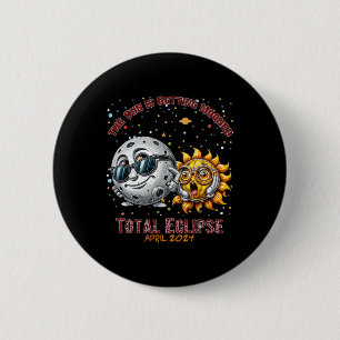 Total Solar Eclipse Chase April 2024 Zon is Gettin Ronde Button 5,7 Cm