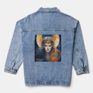 Total Solar Eclipse Mythical Goddess Tekst toevoeg Denim Jacket