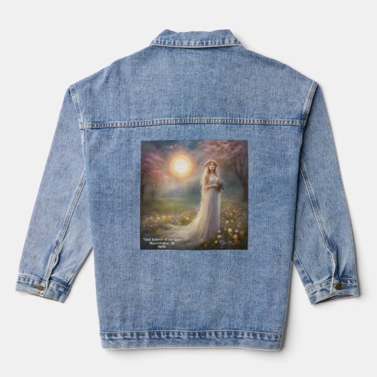 Total Solar Eclipse Spring Goddess Tekst toevoegen Denim Jacket (Achterkant)