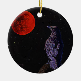 Totale lunar Eclipse Crow Raven Painting Art Keramisch Ornament