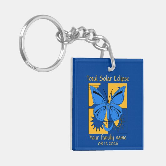 Totale Solar Eclipse Butterfly Custom Sleutelhanger (Voorkant Links)