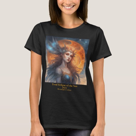 Totale Solar Eclipse Jouw tekst naam Sun Fairy T-shirt (Voorkant)