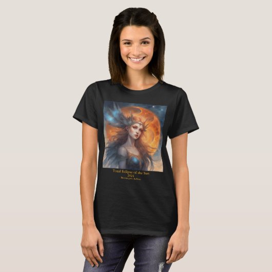 Totale Solar Eclipse Jouw tekst naam Sun Fairy T-shirt (Voorkant volledig)